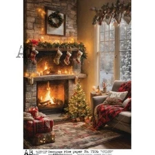 Christmas Fireplace | A4 Rice Paper | Paper for Decoupage | AB Studios