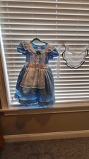 CUTE DISNEY STORE Alice In Wonderland costume Sz 9/10 DRESS Halloween W/APRON