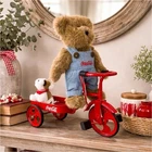 Boyds Bear Coca-Cola Plush on Red Tricycle w/ Wagon Set & Magnetic Puppy Coke
