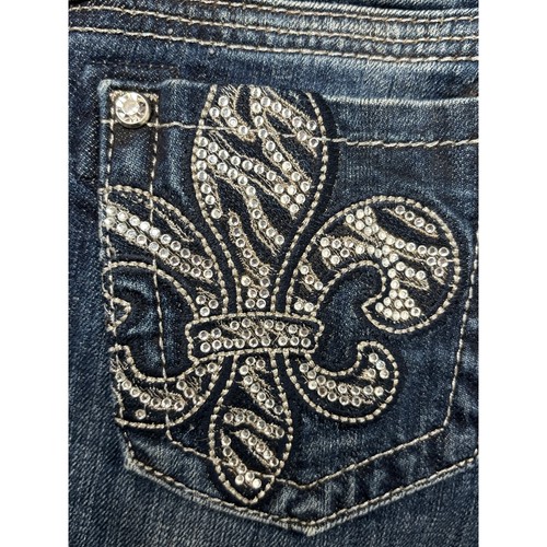 Miss Me Girls fleur de lis rhinestone capri jean 16 - Picture 5 of 7