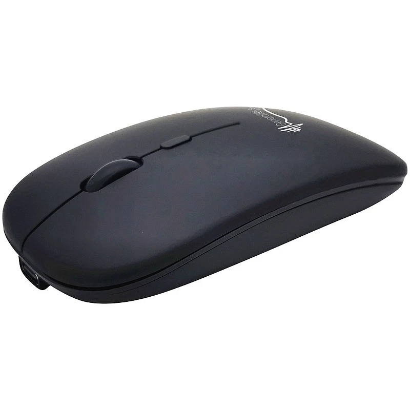 GeneralKeys Funkmaus: Flache Akku-Mini-Maus mit Bluetooth 5.2 & 2.4 GHz, schwarz - Bild 2 von 4