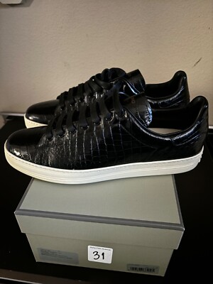 Tom Ford Warwick Croc-Embossed Leather Low-Top Sneakers