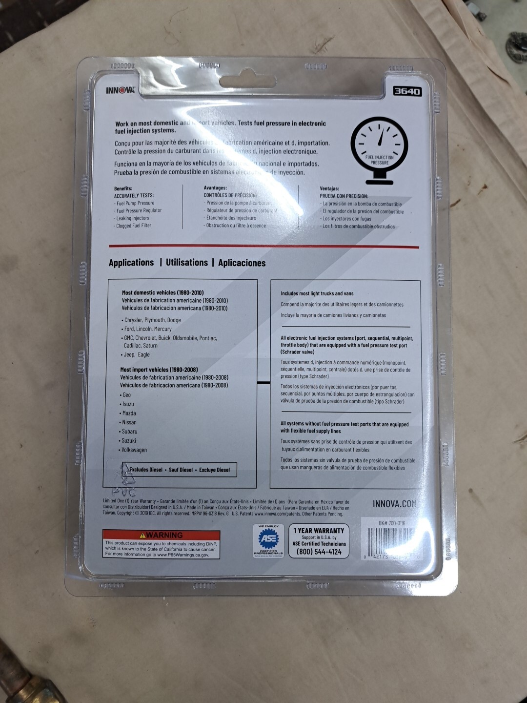 INNOVA 3640 Professional Fuel Injection Pressure Tester Tool Kit eBay