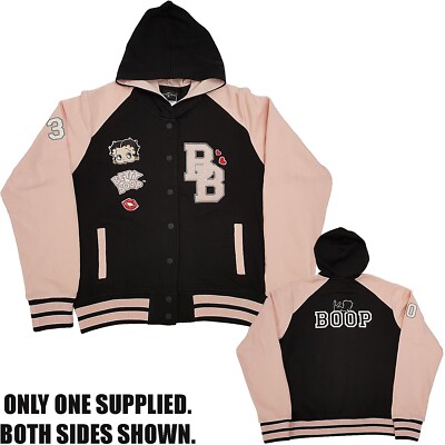 Universal Studios Betty Boop Varsity Jacke Mantel mit Kapuze schwarz & pink XL X-Large