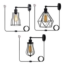 Vintage Industrial Wall Lights 4m Retro Black Plug In Sconce Metal Fixture Lamp
