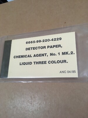 British Army NBC 3 Colour Detector Paper Chemical Agent NO1 MK 2 Liquid CBRN ABC