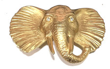 VTG rare Doreen Ryan elephant belt buckle Trunk Up DR 93 Signed LARGE