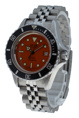 RARE 32mm Heuer (Pre-Tag) 980.016 Professional 1000 Orange Dial