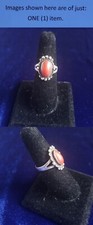 Vintage Native American Indian Sterling Silver Coral Size 8 Ring 25ri598