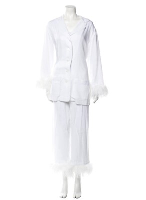 Sleeper Party Pajamas Set with Double Feathers In White - Size L