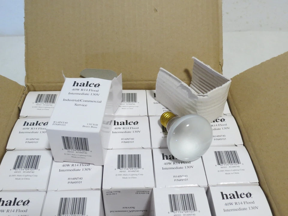HALCO 40W R14 REFECTOR FLOOD BULB 130V 9101 BULBS DIMMABLE R14INT40 CASE OF 25 - Image 2 of 4