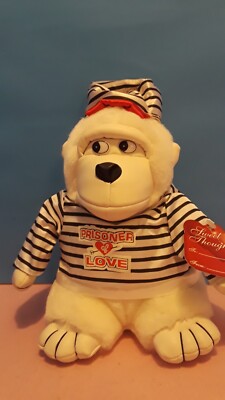 Prisoner of Love White Plush Gorilla Monkey 9  Stuffed Animal MTY International