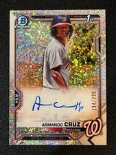 Armando Cruz 2021 Bowman 1st Chrome Auto Speckle Refractor /299 Nationals CPA-AC