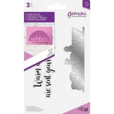 New Crafter's Companion Gemini clear rubber Stamps  Die set WISHES free USA shi