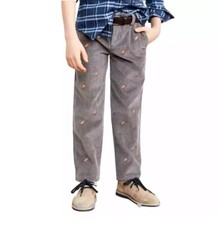 Brooks Brothers Corduroy Wide Wale Pants Embroidered Sled Boys Gray 10 New NWOT