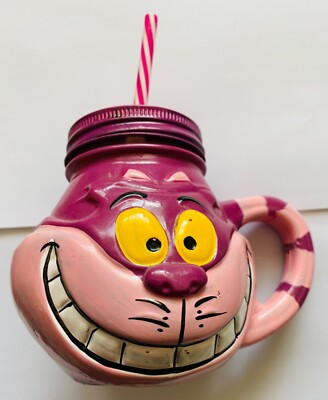 Disney Alice im Wunderland Grinsekatze 3D Becher mit Deckel & Strohhalm