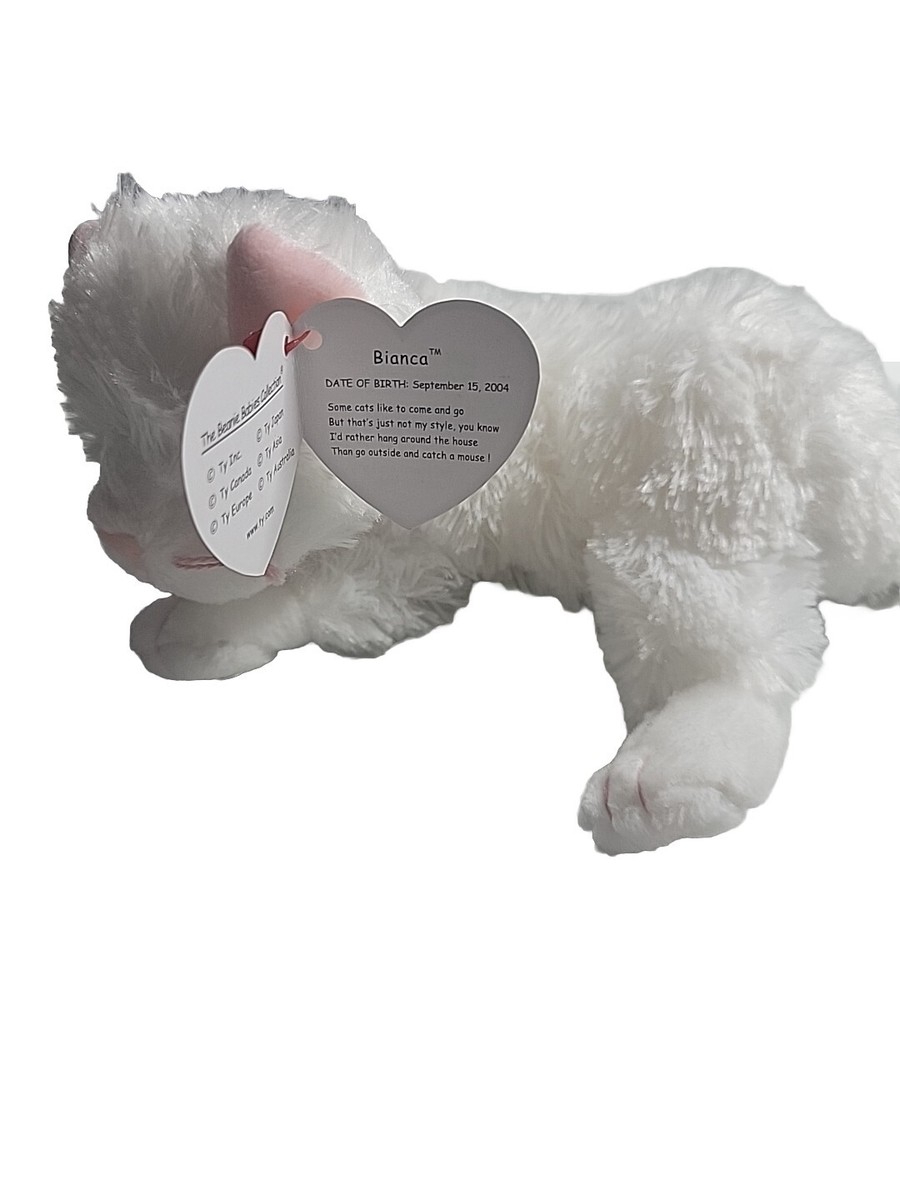 Ty BIANCA The White Cat Kitty Beanie Baby Babies Beanies 40156