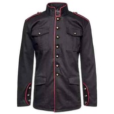 Black Military Cotton Goth Band Marines Army Gothic Jacket Coat Punk Uniform