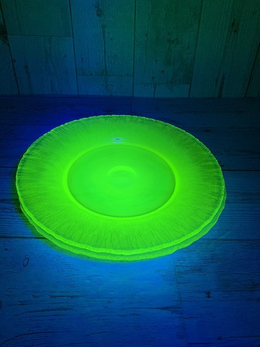 Vintage Vaseline Glas Stretchplatten 2er Set UV Leuchten - Bild 3 von 9