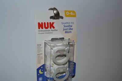 NUK Orthodontic Pacifier Baby 0-6m Glow In Dark Blue Gray Ortho Binky