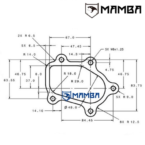 MAMBA 5 bolt to 3" V-band DumpPipe Flange For Nissan GT-R RB26DETT TB25 GT28R TW - Picture 7 of 7