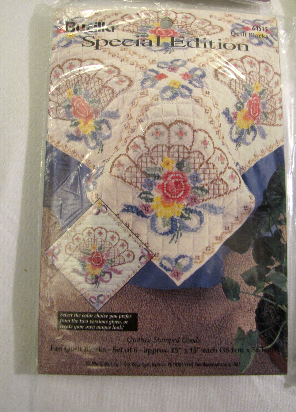 Bucilla Special Edition Fan Quilt Block Kit Cross Stitch 6 Fan Blocks  #64515