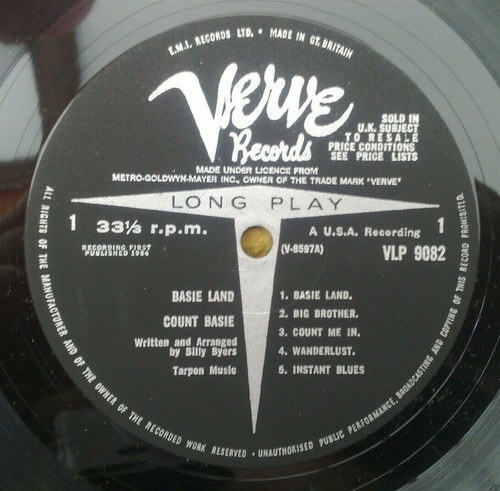 COUNT BASIE " BASIE LAND " SUPERB ORIG MONO UK EMI VERVE 1R MOTHER STAMPERS - Picture 2 of 11