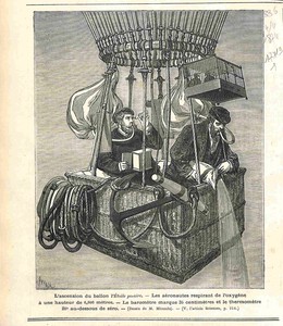 Détails Sur Ballon Hot Air Balloon Etoile Polaire Montgolfière Gravure Antique Print 1874