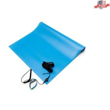 ESD Anti-Static Table Mat Kit 18x30 In. Blue with Wrist Strap and Grounding Cord