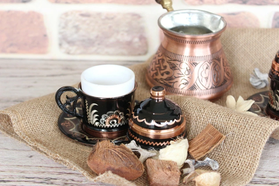 Handmade Copper Turkish Coffee Espresso Set, 2 Coffee Cup and Coffee Maker SET - Image 4 of 4