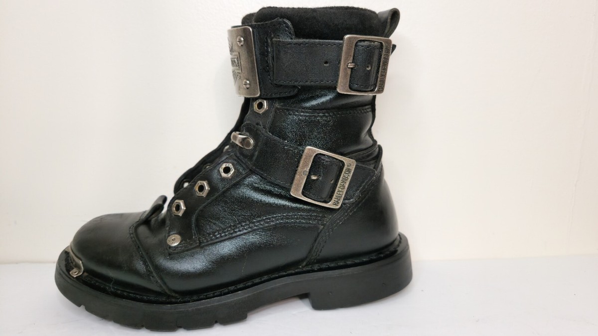 Harley Davidson Leather Boots VTG New Mens\'s 6.5 Women\'s 8/8.5‎ M Black Logo Harley-Davidson Round Toe Low (1-1.9 in) Heel Height Boots  main image 3