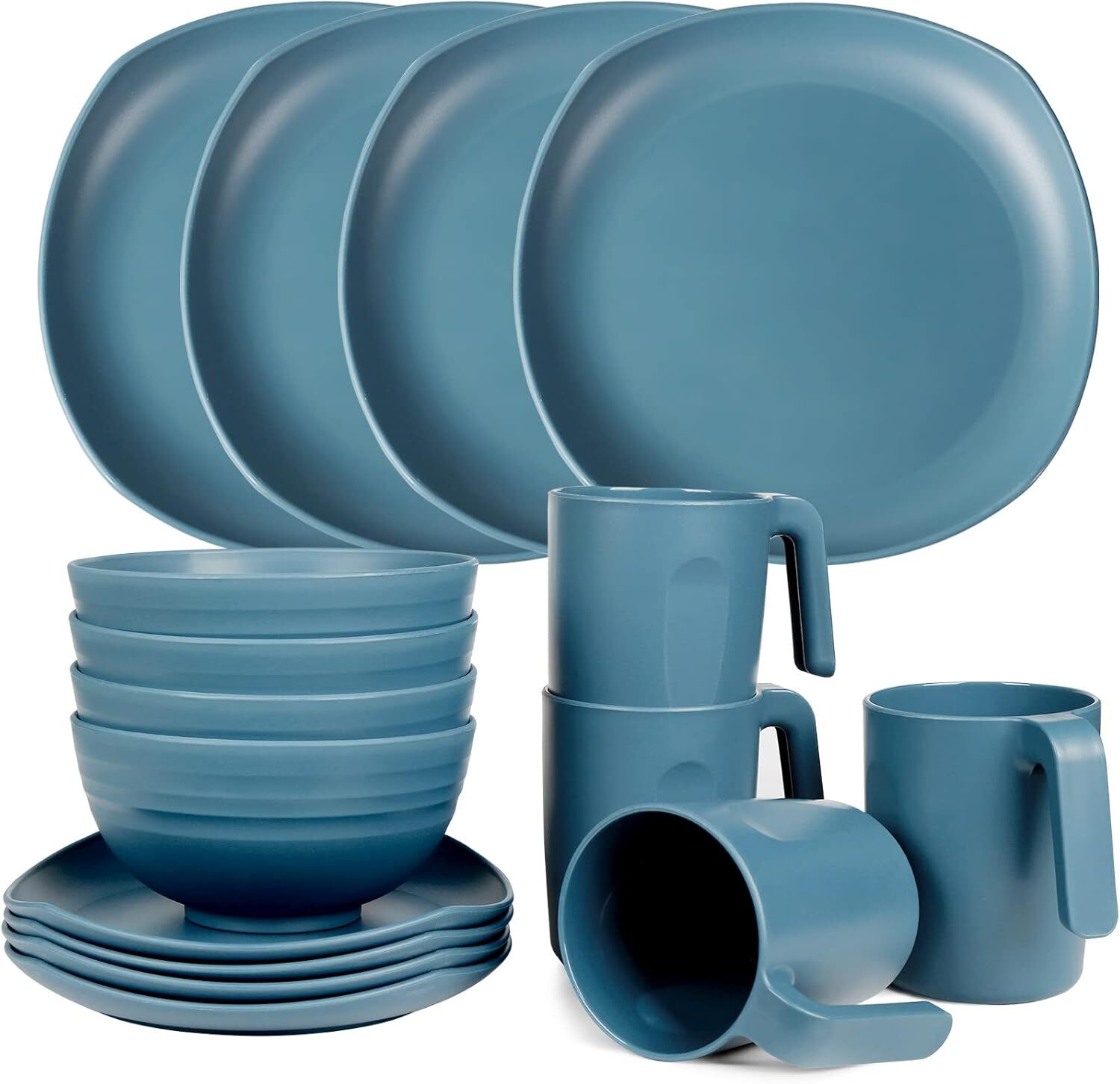 Greentainer Unbreakable Lightweight Dinnerware Sets, Plastic Dinner Set, 4 4 4