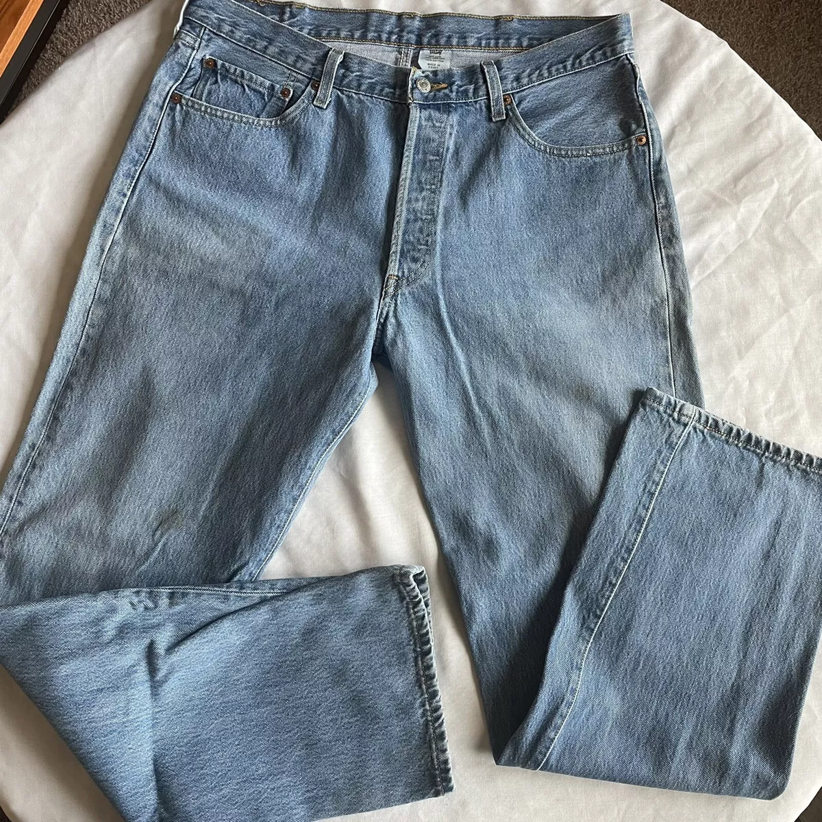 Vintage 90s Levis 501 Denim Jeans Size 38x34 Made in Egypt Button Fly Egyptian