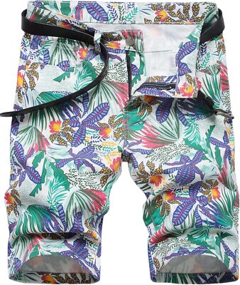 Men's Ripped Denim Shorts Casual Regular Fit Summer Streetwear Zipper Fly