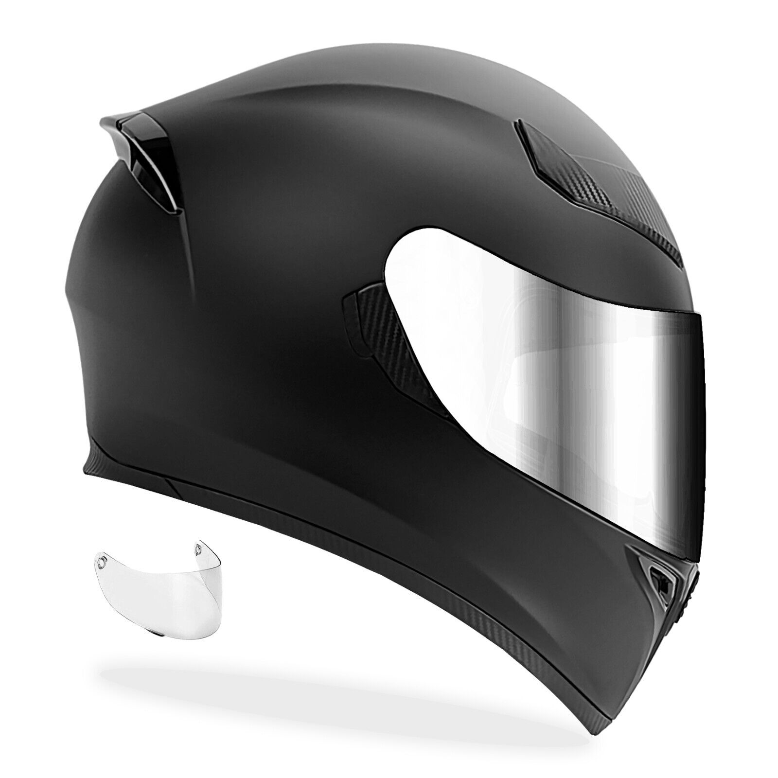 NEW Motorcycle Helmet DOT Full Face Matte Black + SHIELD OPTIONS - S M L XL  XXL