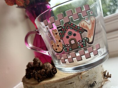 Weihnachten Glas Becher - ''Joy'' Lebkuchenhaus Design Geschenk Trinkgeschirr Tasse