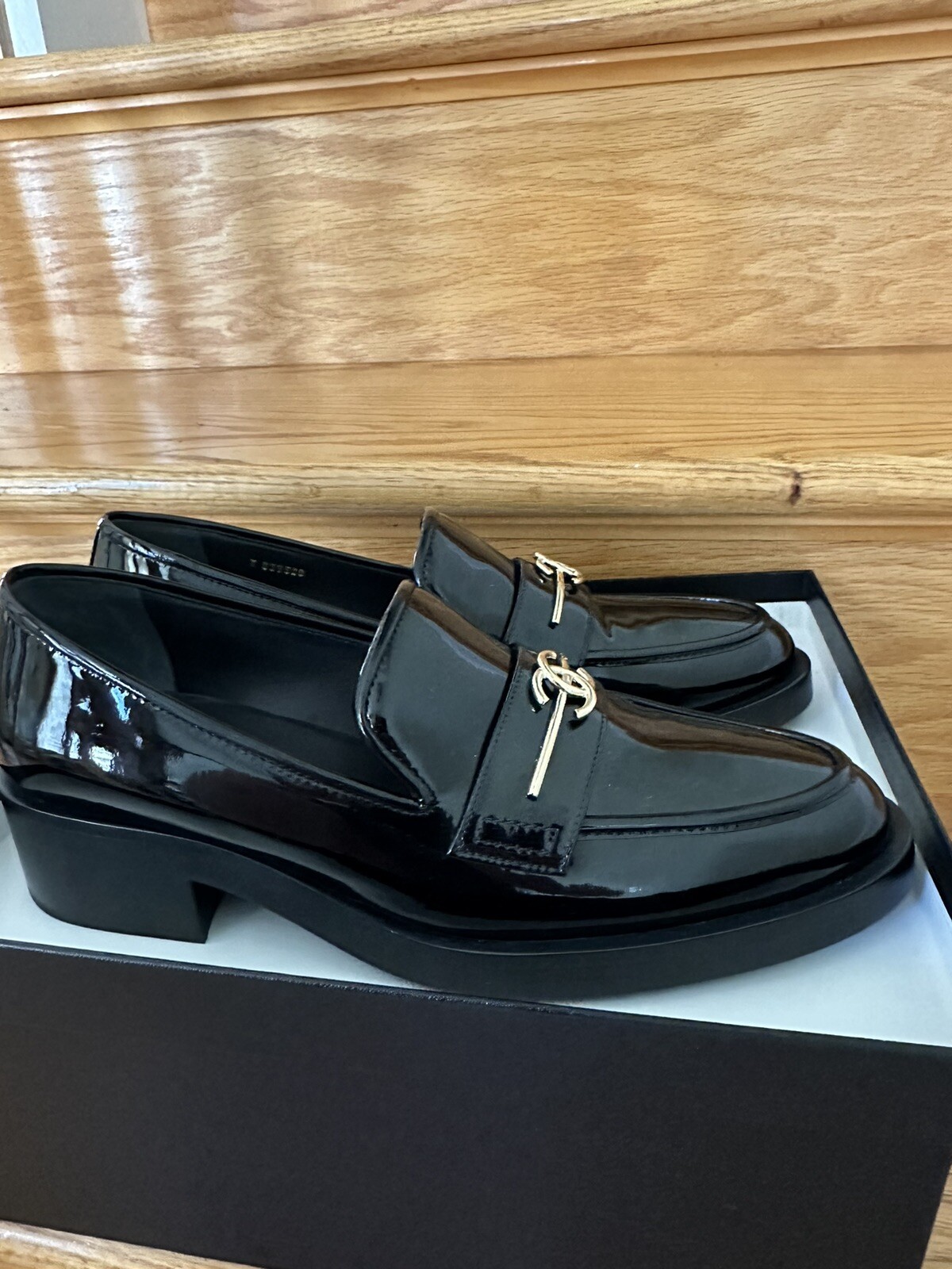 Chanel Shoes Loafers Flats CC Logo Black Size 40.5 NEW image 4