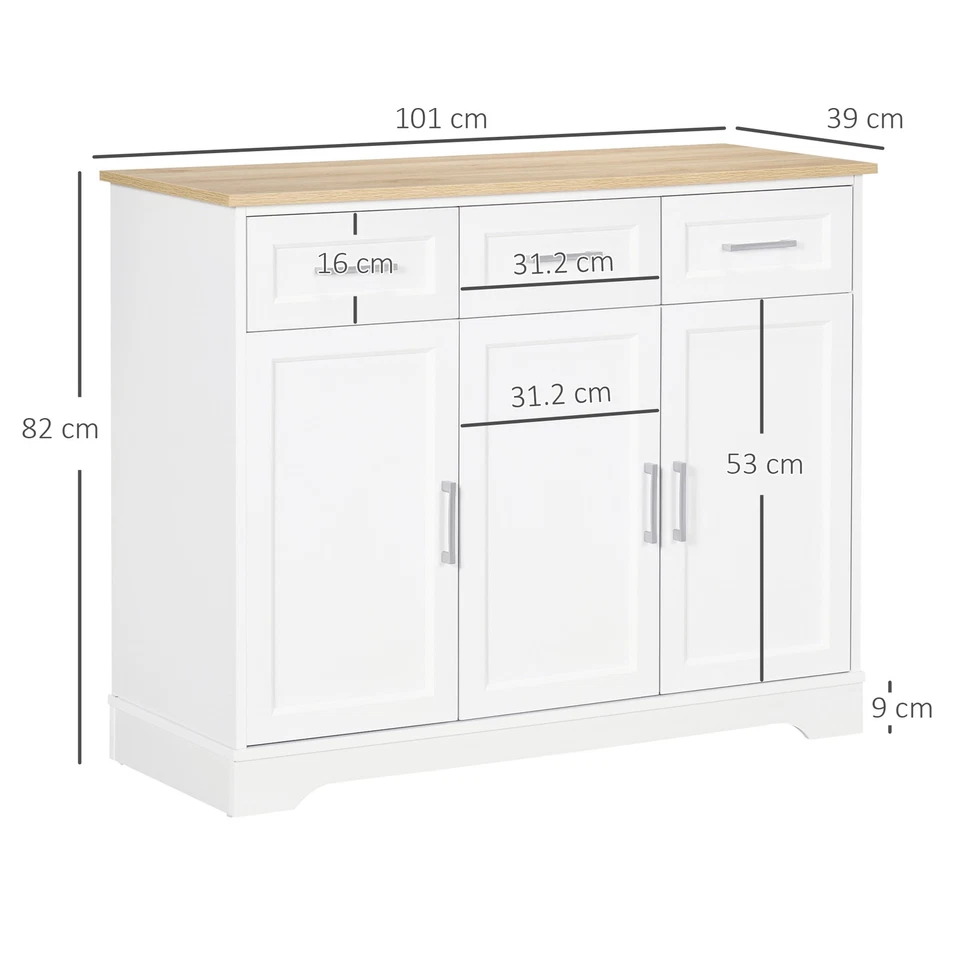 HOMCOM Credenza Moderna con Ripiano Regolabile a 3 Cassetti e 3 Ante - Image 4 of 4