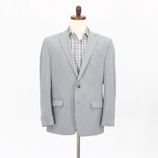 Chaps 44R Gray Sport Coat Blazer Jacket Solid 2-Button Polyester