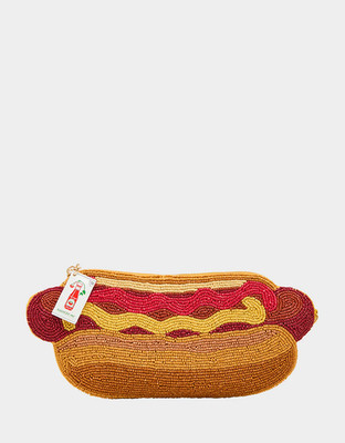 Betsey Johnson Kitsch Wiener Takes All Gold Multi Viral Beaded Bag NWT