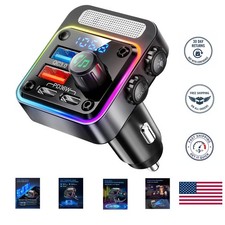 54W Bluetooth Car Adapter with Colorful LED, Bass Enhancement  Safety Features