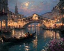 Venice Italy Night Scene Landscape Home Decor Wall Art Poster Prints Painting 90