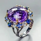 Handmade 30 ct+ Natural Amethyst Ring 925 Sterling Silver Size 8 /R464897