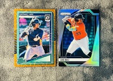 Luis Baez 2025 Prizm Silver Holo Prizm Donruss Rated Prospect Orange Lazer Prizm