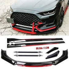 For 12-21 Hyundai Veloster Front Bumper Lip Spoiler Splitter Glossy Black +Red