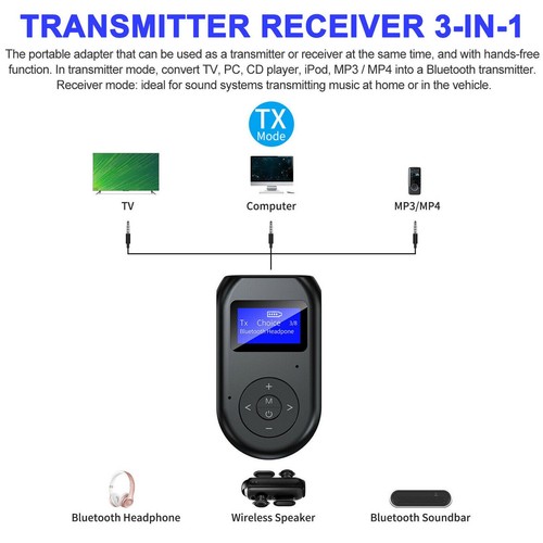 10M Distance Hand-Free Bluetooth 5.0 Transmitter Receiver Wireless 3.5mm Adapter - Photo 11/12
