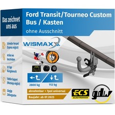 ANHÄNGERKUPPLUNG für Ford Transit Custom ab 23 abnehmbar GDW +7pol E-Satz ABE