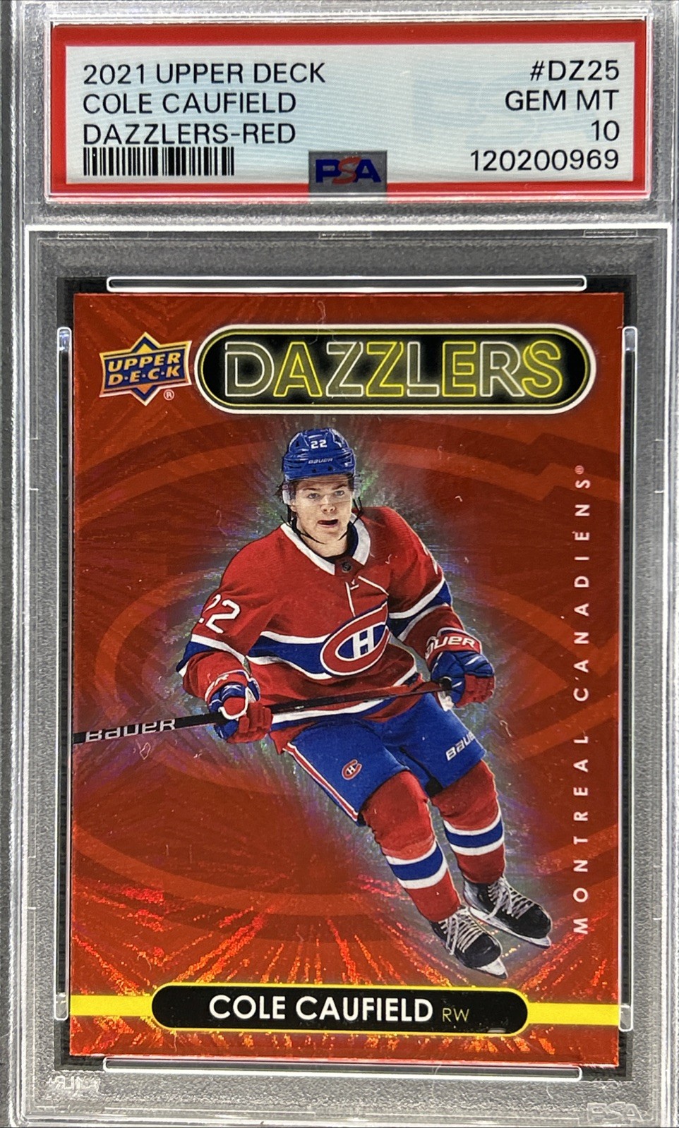 2021-22 Upper Deck S1  Dazzlers  Red  **  COLE CAUFIELD  **   #DZ25 💎 PSA 10 💎
