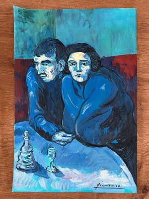 Pablo Picasso (Handmade) Mixed Media on Paper Painting signed and stamped