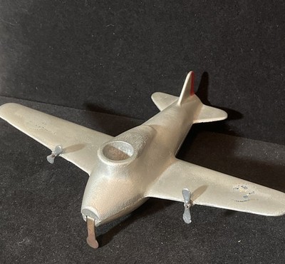 RARE! Cast Aluminum Airplane Model Propellers Sculpture Marble Bomber Vintage 